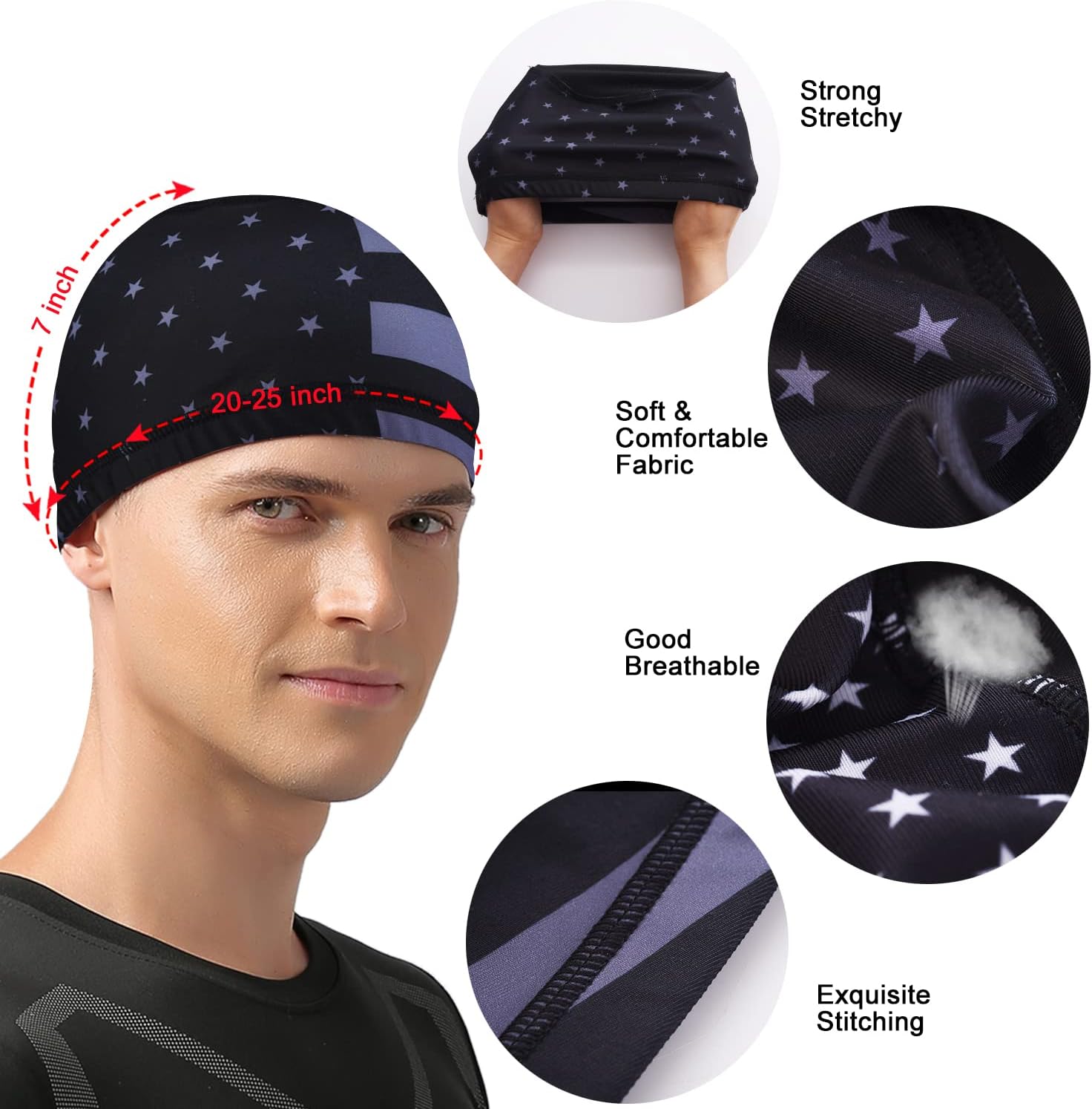 Skull Cap Helmet Liner Hard Hat Liner Running Beanie Head Wrap Bicycle Football Sweat Wicking Cycling Caps for Men Women - Image 5