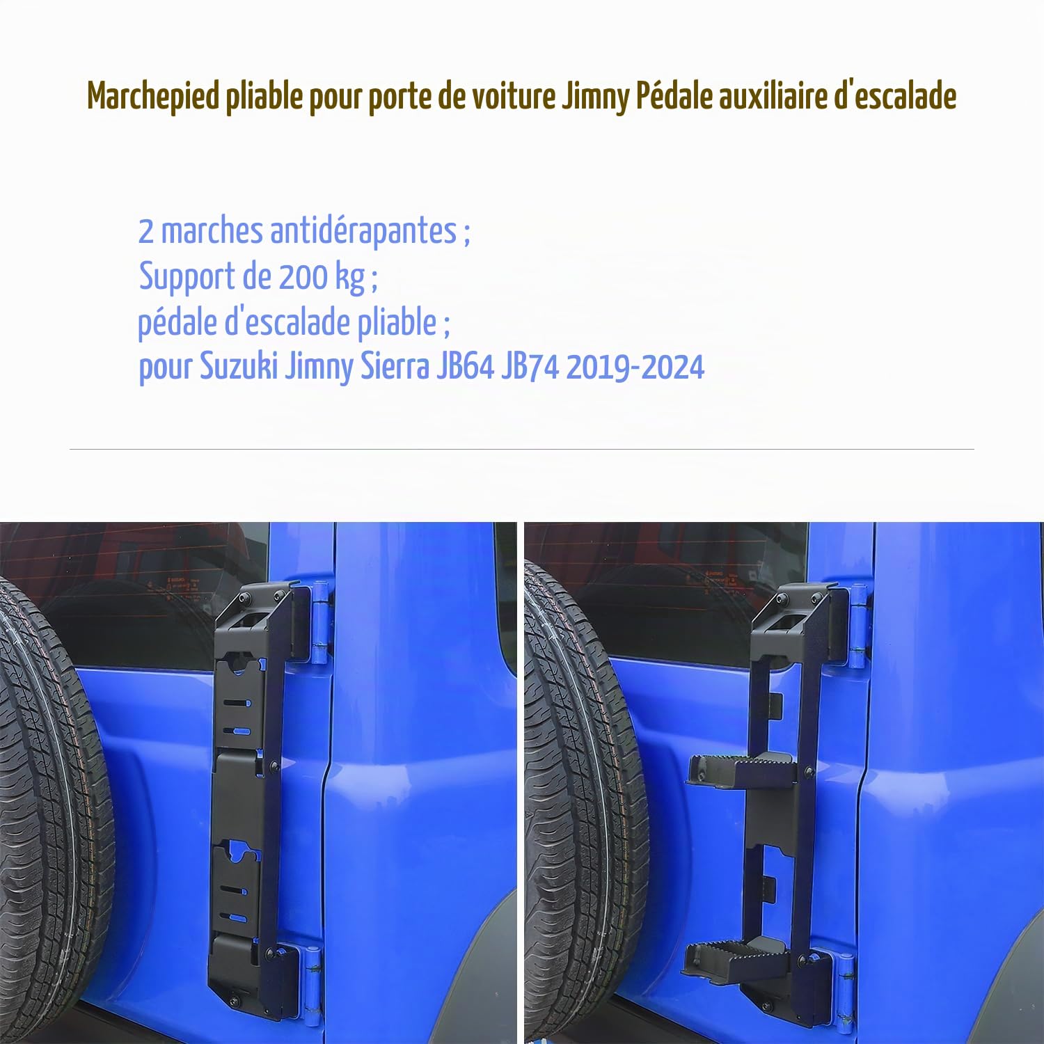 Archaic Échelle de hayon pour Suzuki Jimny Sierra JB64 JB74 2019-2024,Échelle de Queue échelle de Cross-Country pour Jimny,pédale d'escalade Pliable