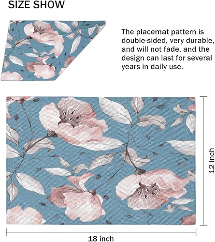 Miniatura 4 de Floral Art Placemats Set of 4 Table Mats Washable Placemat Waterproof Place Mats for Party Home Dining Table Decor 18x12 in