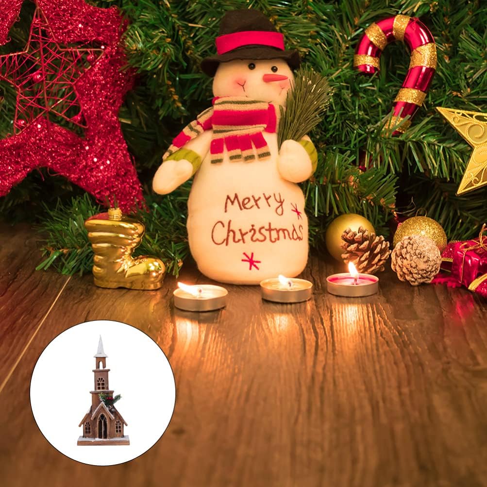 ABOOFAN 1pc Xmas Home Decor Led Light House Model Cute Christmas Ornament for Desktop Sturdy Festival Decoration for Parties Bookcases and Shelves