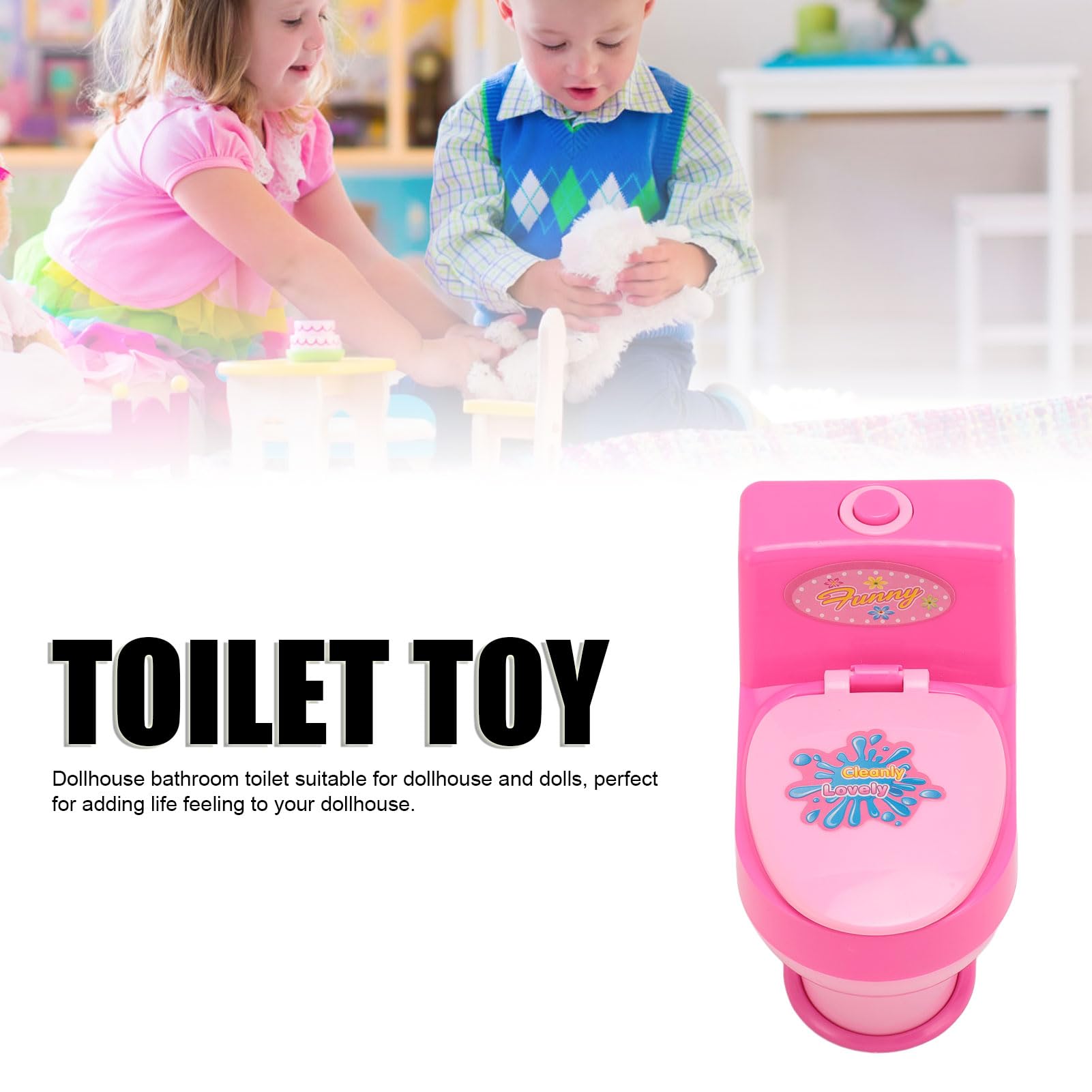 Toyvian Mini Inodoro Con Sonido De Descarga – Juguete De 1:12 Para Casa De Muñecas, Mueble En Miniatura Con Efecto Realista, Decoración Y Accesorio