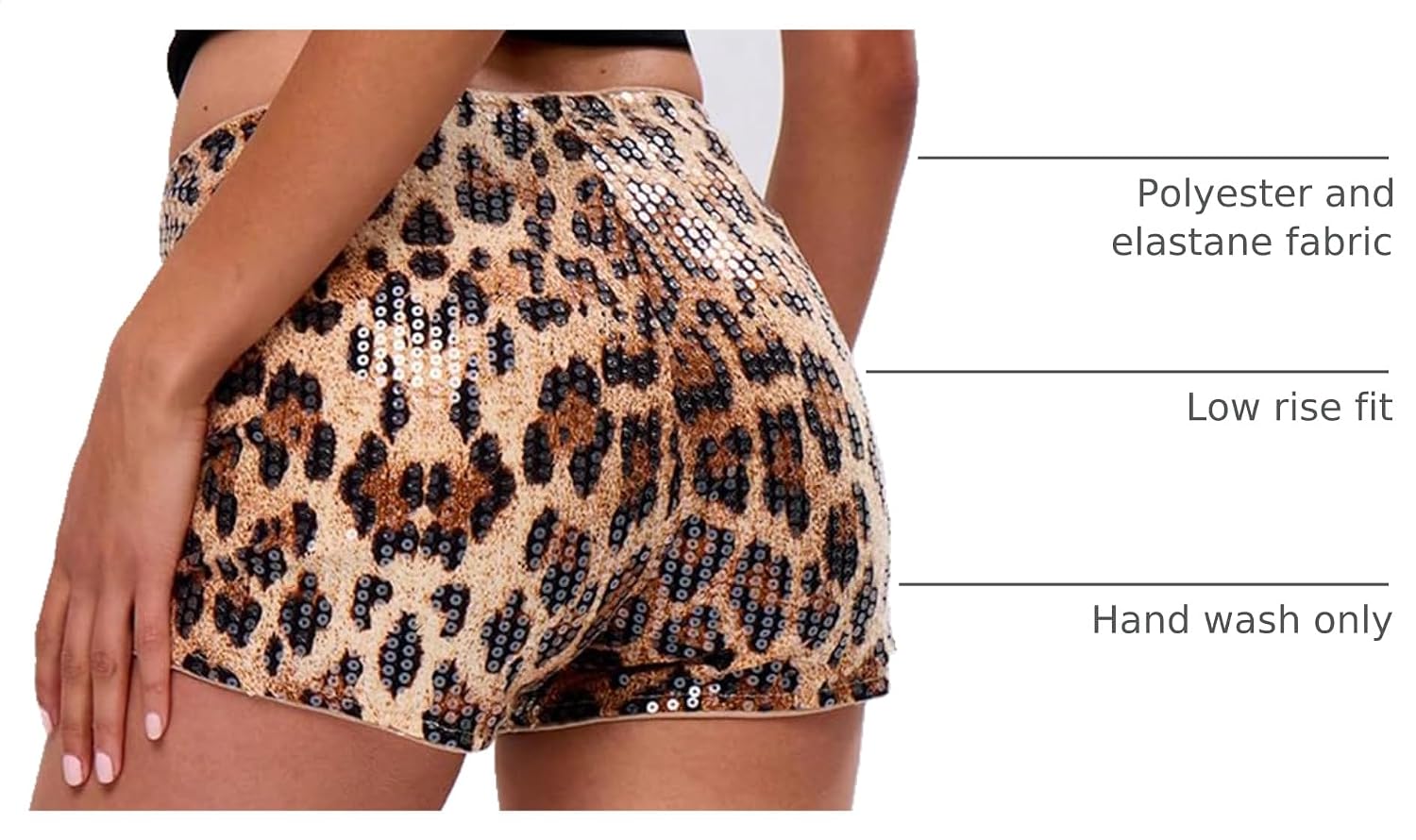 SHENHE Women's Cheetah Print Shorts Y2k High Waisted Sparkly Sequin Mini Micro Shorts