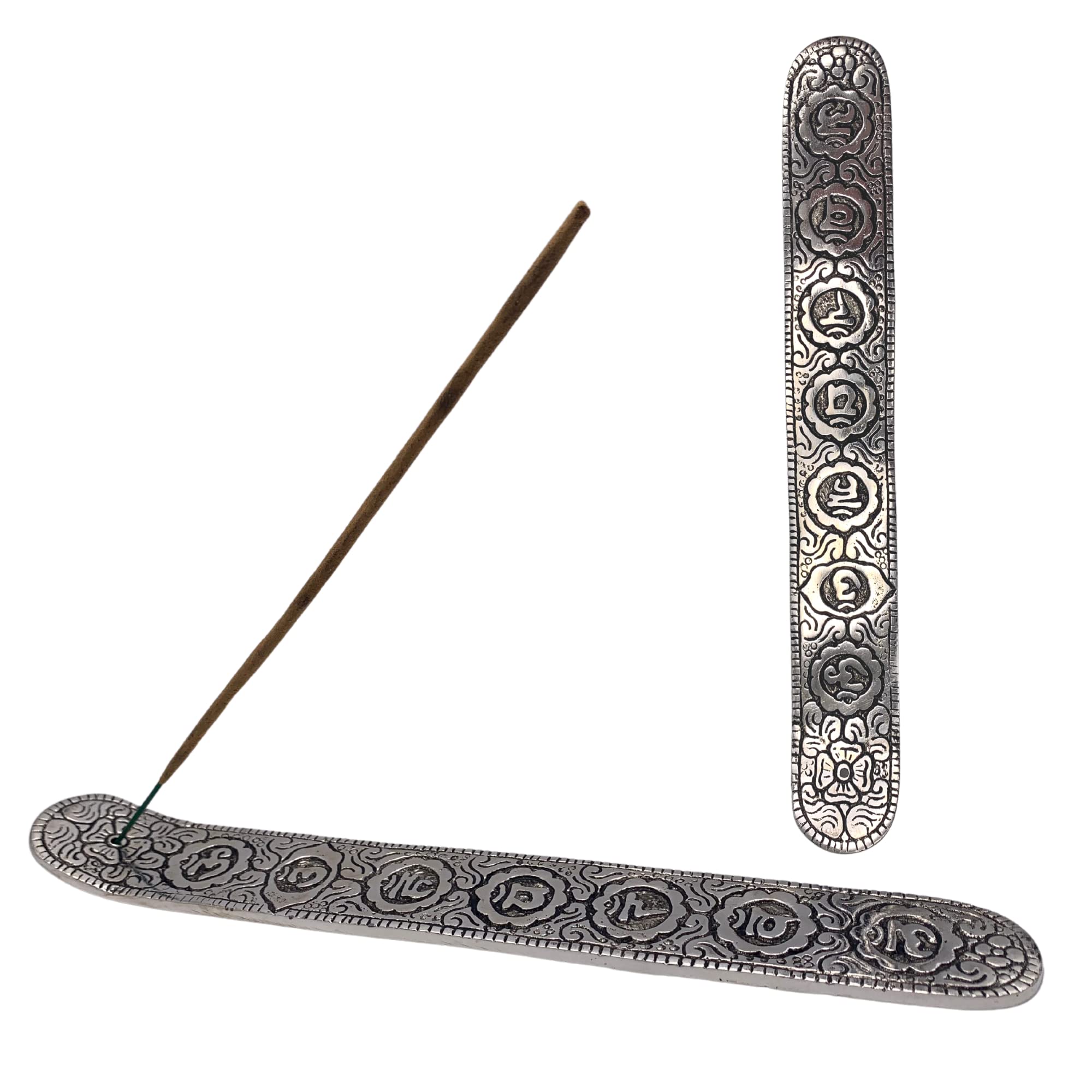 Snadi Chakra Design Incense Burner (Censer) Flat Aluminium Incense Holder Handmade In India