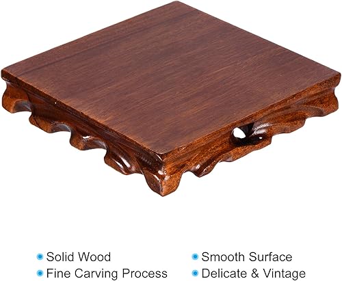 Miniatura 3 de PATIKIL Soporte de exhibición de madera, 6.5 x 6.5 pulgadas, jarrón cuadrado para tetera, base de bonsái, soporte de madera para decoración del