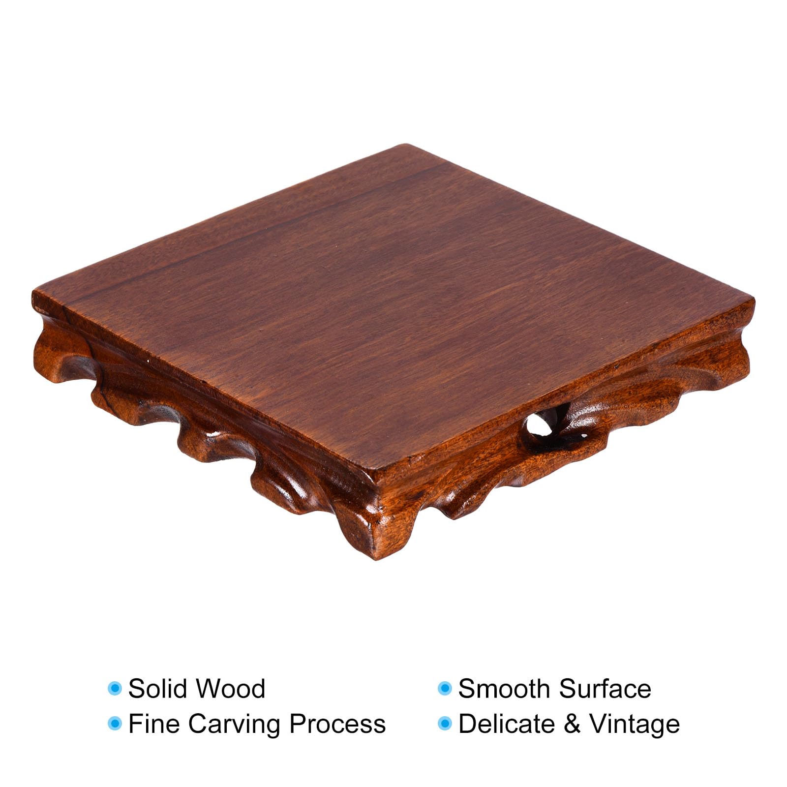 PATIKIL Wooden Display Stand, 6.5 x 6.5 Inch Square Teapot Vase Bonsai Base Wood Stand Holder for Home Office Decoration - Image 3