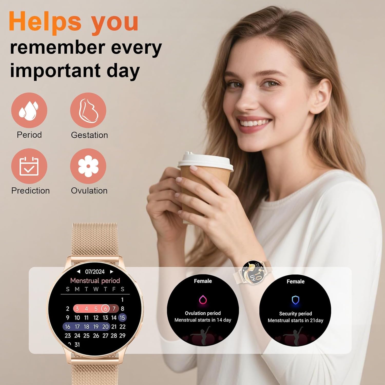 Montre Connectée Femme avec Appel Bluetooth, 1.32" Smartwatch avec Fréquence Cardiaque/SpO2/Sommeil Montre, 120+ Mode Sportifs Montre, IP68 étanche Fitness Podomètre Compatible pour Android iOS