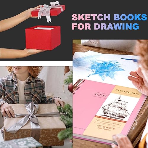 Miniatura 8 de Cuaderno de bocetos de tapa dura de 9 x 12 pulgadas para dibujar 120 hojas encuadernadas en espiral cuaderno de bocetos de arte de primera calidad