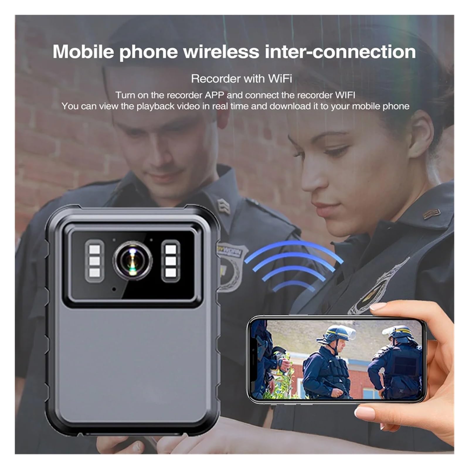 Camara Corporal, Mini cámara Impermeable HD de 1080P, visión Nocturna infrarroja, microcámara de policía, cámara Corporal de Seguridad Digital DVR portátil(32G Card,Without WiFi)