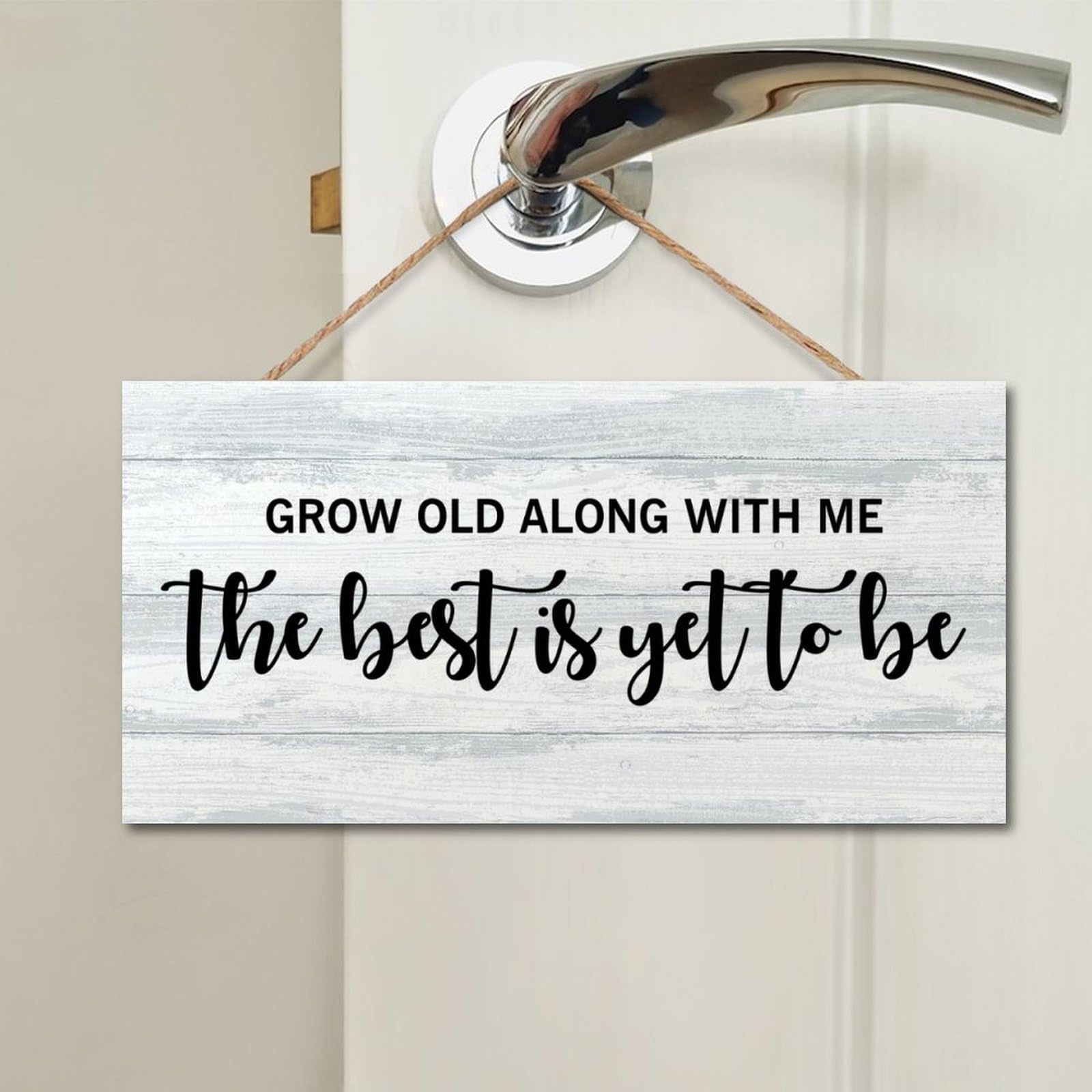 Grow Old Along with Me The Best is Yet to Be Wooden Sign Rustic Wall Plaque Inspirational Quotes Wall Decor Sign Wood Decor Farmhouse Wall Hanging Plaque for Home Restroom Toilet 4x8 in