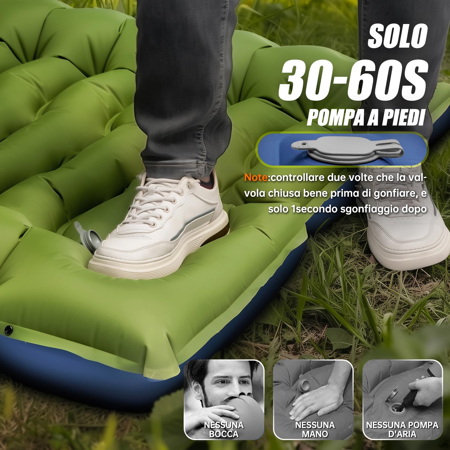 Yuzonc Materassino Campeggio Autogonfiante, Ultraleggero Materasso Gonfiabile Campeggio con Cuscino, Portatile Materassino Autogonfiabile per Escursionismo, Trekking, Tenda