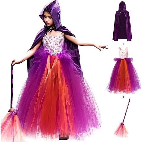 Hocus Pocus Girls Witch Costume, Sanderson Sisters Mary Costume for Halloween Day