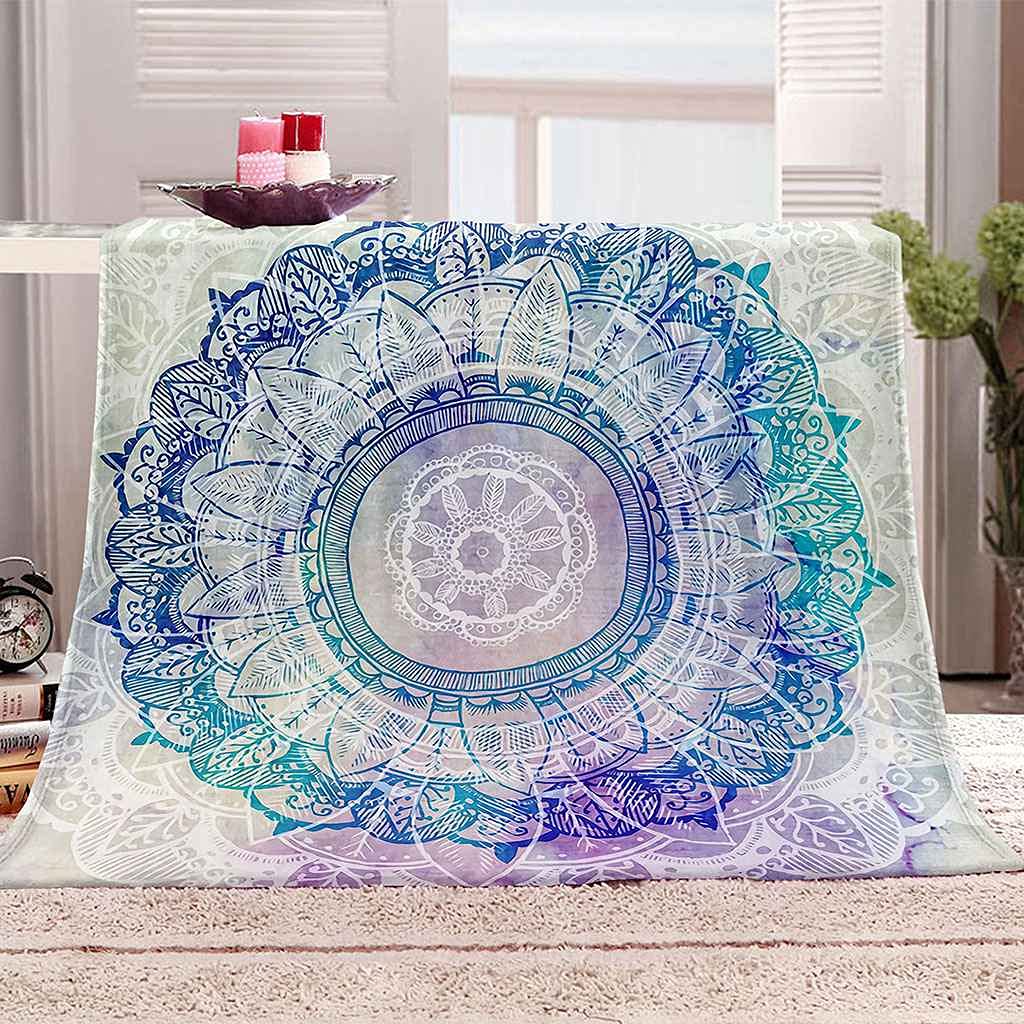 Couverture flanelle fleur circulaire abstraite couverture canapé lit toutes saisons