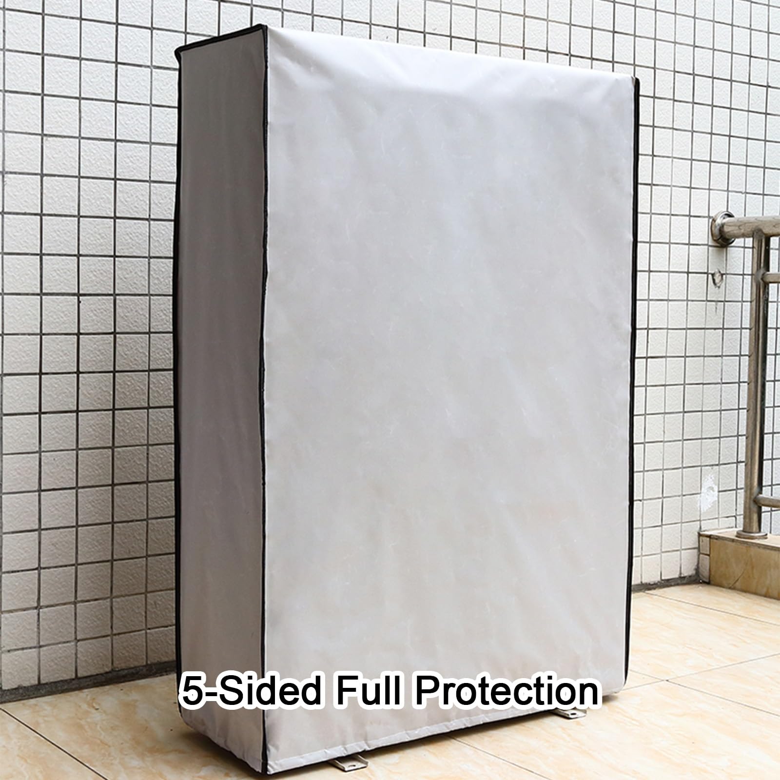 Copri Condizionatore da Esterno Grande, Coprimotore Condizionatore, Tessuto Oxford, Protezione su 5 Lati, Antisole, Impermeabile(Gray,98x38x138cm)