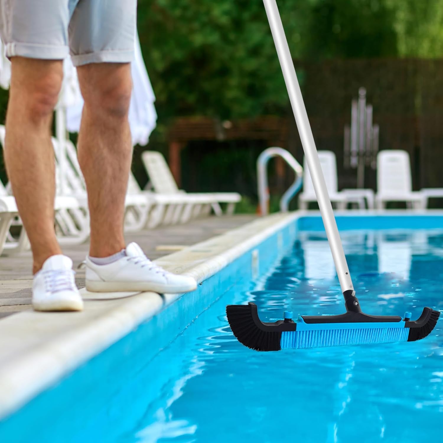 Poolvio 22" Extra-Wide Pool Brush Head, Heavy-Duty Pool Scrubber Brush with Detachable Corner Brush & Strong Nylon Bristles for Walls & Floors in Above-Ground and Inground Pools (Blue) - Image 7