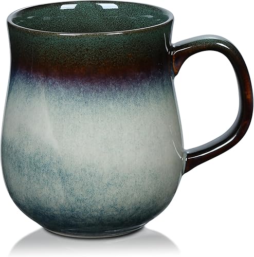 Miniatura 7 de RELEDESA Taza de café grande de cerámica de 16 onzas con asa grande, taza de té esmaltada hecha a mano para la oficina y el hogar, apta para