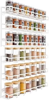 SUFAUY Wall Mounted Spice Rack, 6 Tier Heavy-Duty Metal Shelf for Kitchen Pantry, White