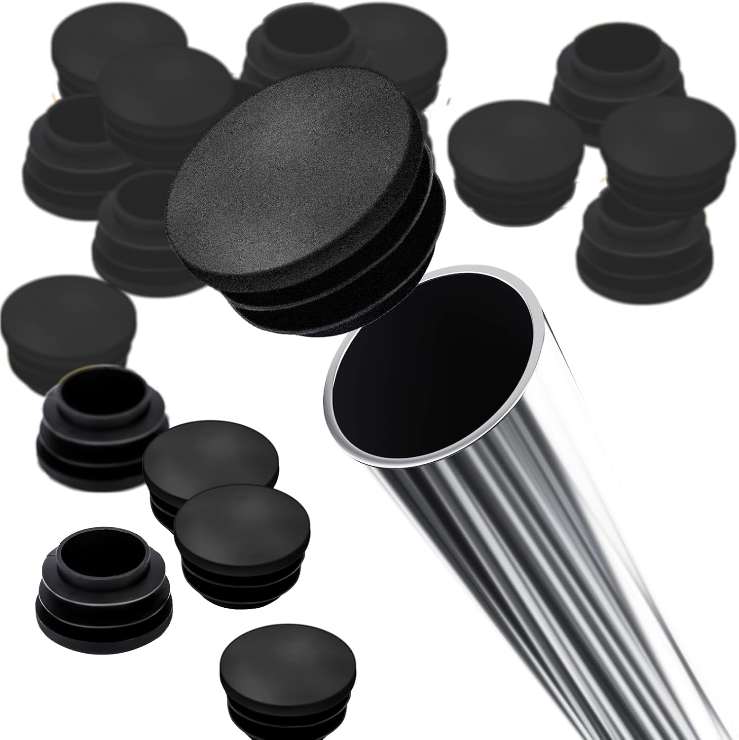 16 PCS 1 Inch Round Plastic Plugs Black Round Tubing Plug