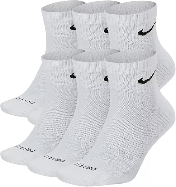 Nike Everyday Plus Dri-FIT Cushioned Ankle Athletic Training Casual Socks - 6 Pack