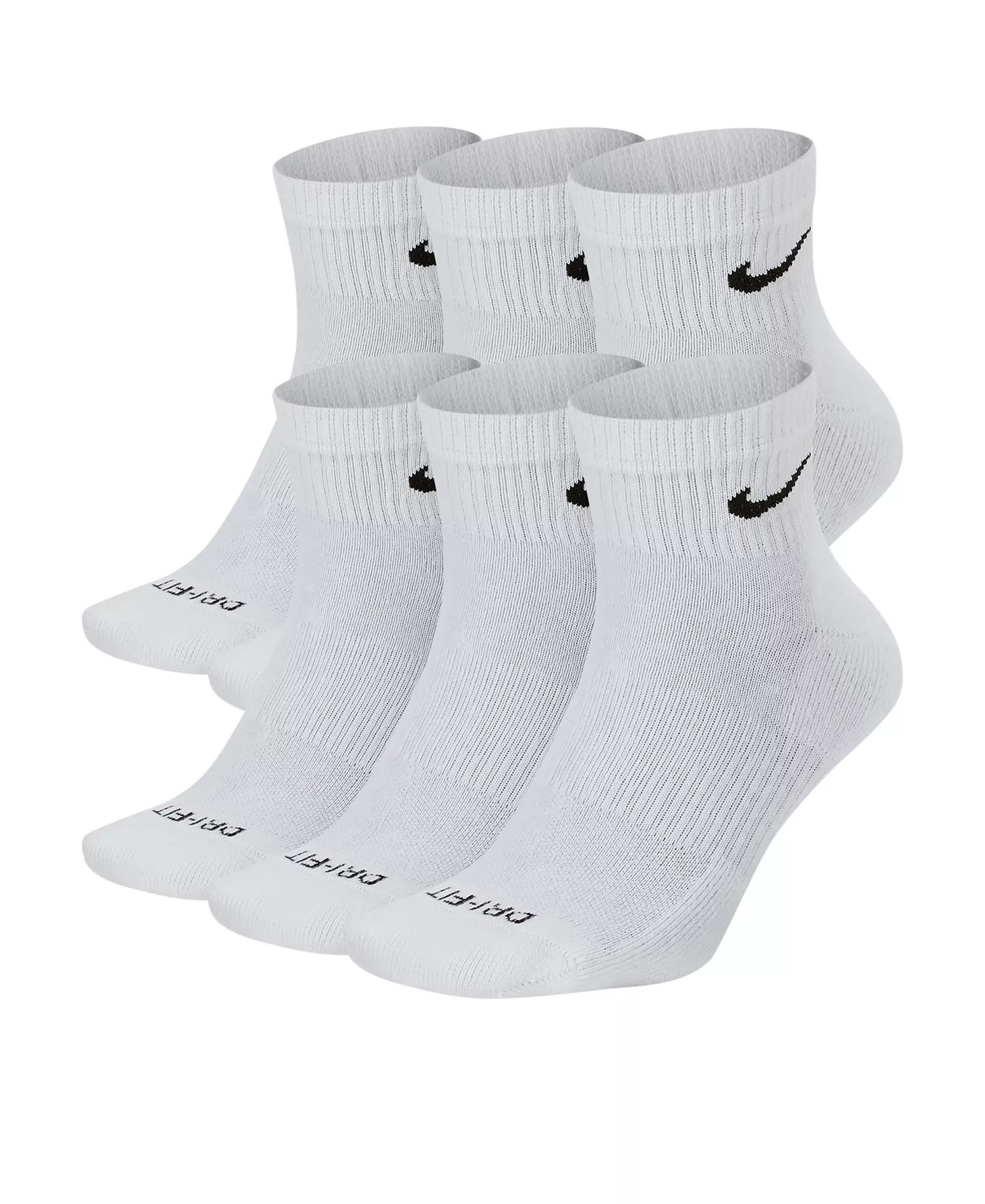 Nike Everyday Plus Dri-FIT Cushioned Ankle Athletic Training Casual Socks - 6 Pack