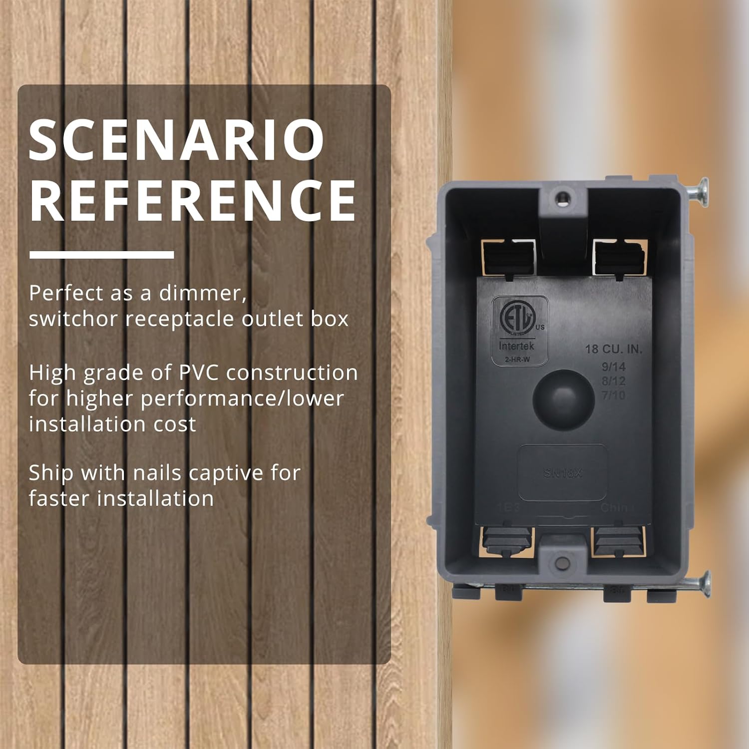 HXH New Work Electrical Outlet Box,18 Cubic Inch Single Gang Box,Grey Wall Outlet,ETL Listed,AWG Standard,for Home Improvement(12 Pack)