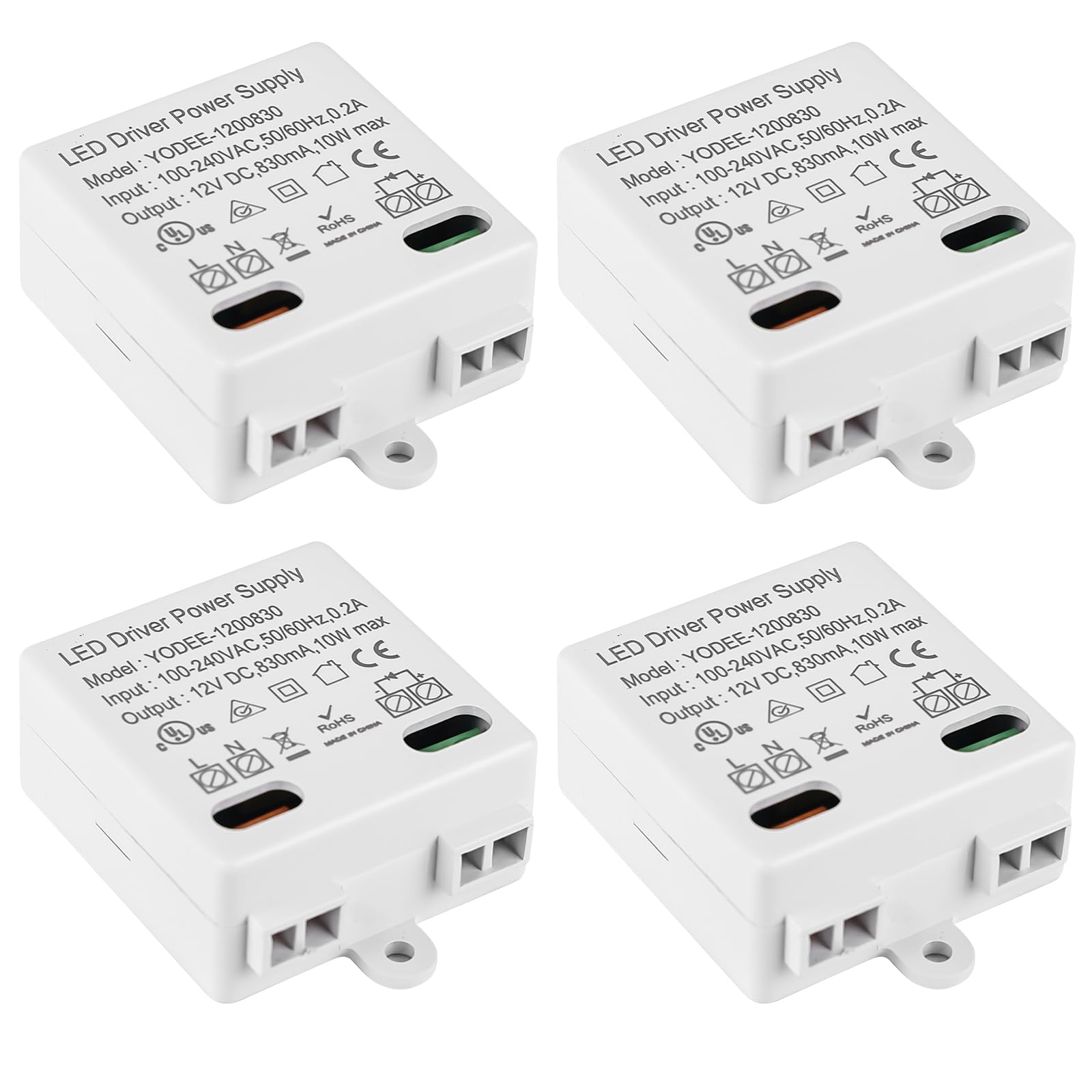 4 pezzi trasformatore LED 12 V/DC 10 W Mini, trasformatore 100 – 240 V tensione costante, alimentatore driver per luci e strisce, piccolo e piatto, senza requisiti di carico minimi