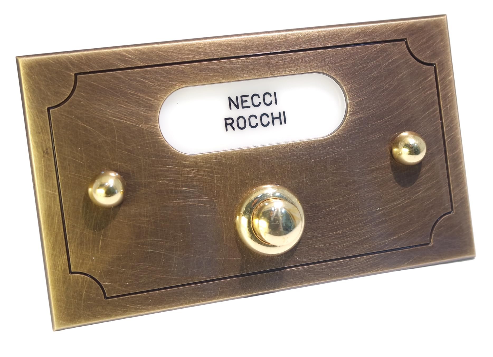 Neroni Mameli Campanello in Ottone Bronzato per Esterno abitazione - Porta Ingresso Casa, con Pulsante Elettrico - Modello Ottaviano - Made in Italy