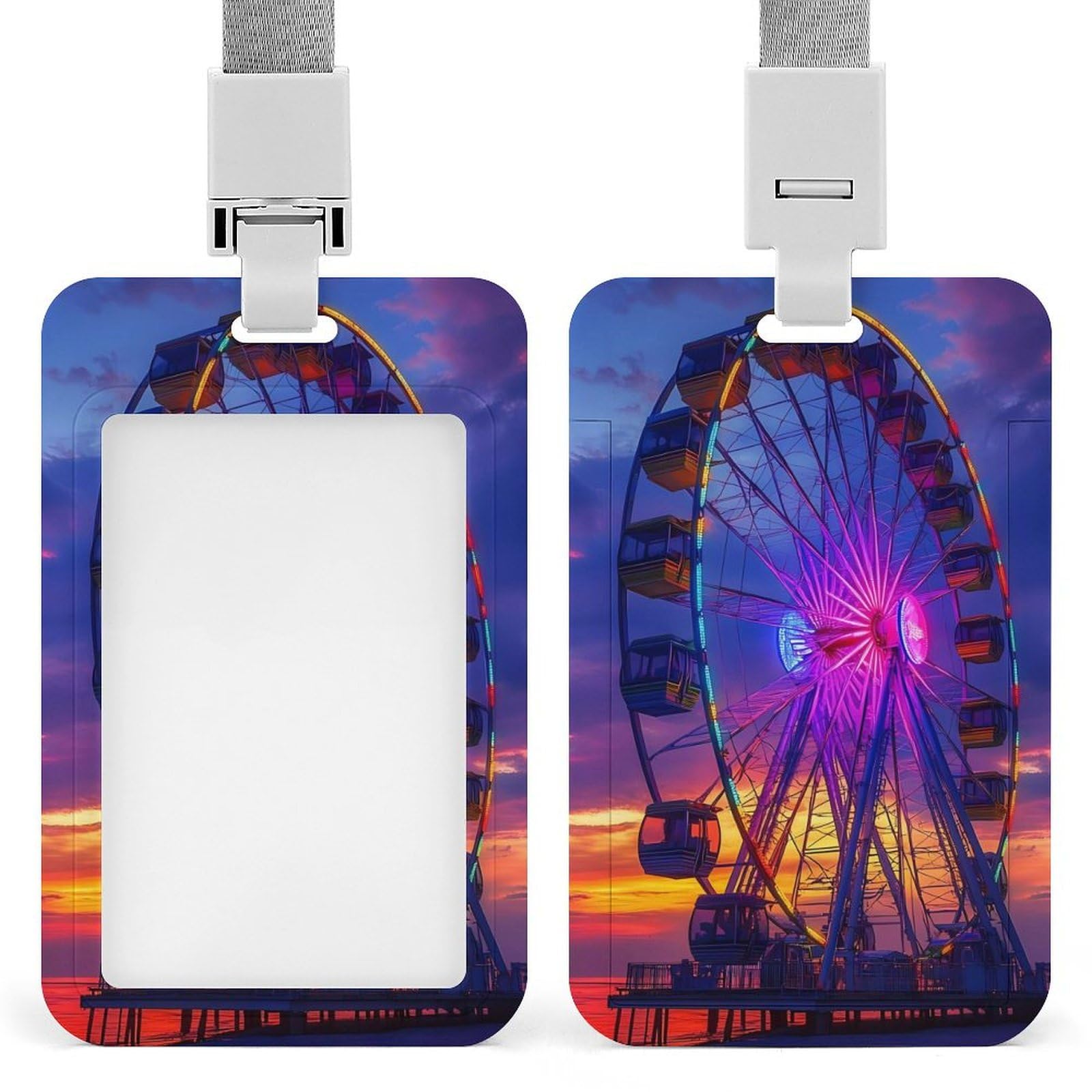 Myrtle Beach South Carolina Ferris Wheel ID Badge Holder with Lanyard Vertical ID Card Holder for Travel Office Work