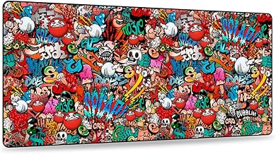 SUBBLIM XL Graffiti Computer Mouse Pad with Non-Slip Rubber Base for Wired or Wireless PC/Mac Mouse, Water Resistant, 90x40x0.2cm, Printed