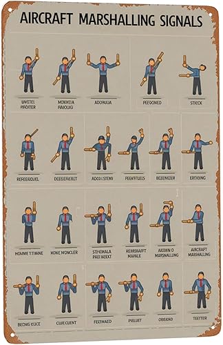 Letrero de hojalata de guía de aviación de 8 x 12 pulgadas, arte de pared de metal retro para colgar oficina, piloto y decoración de aula de aviación