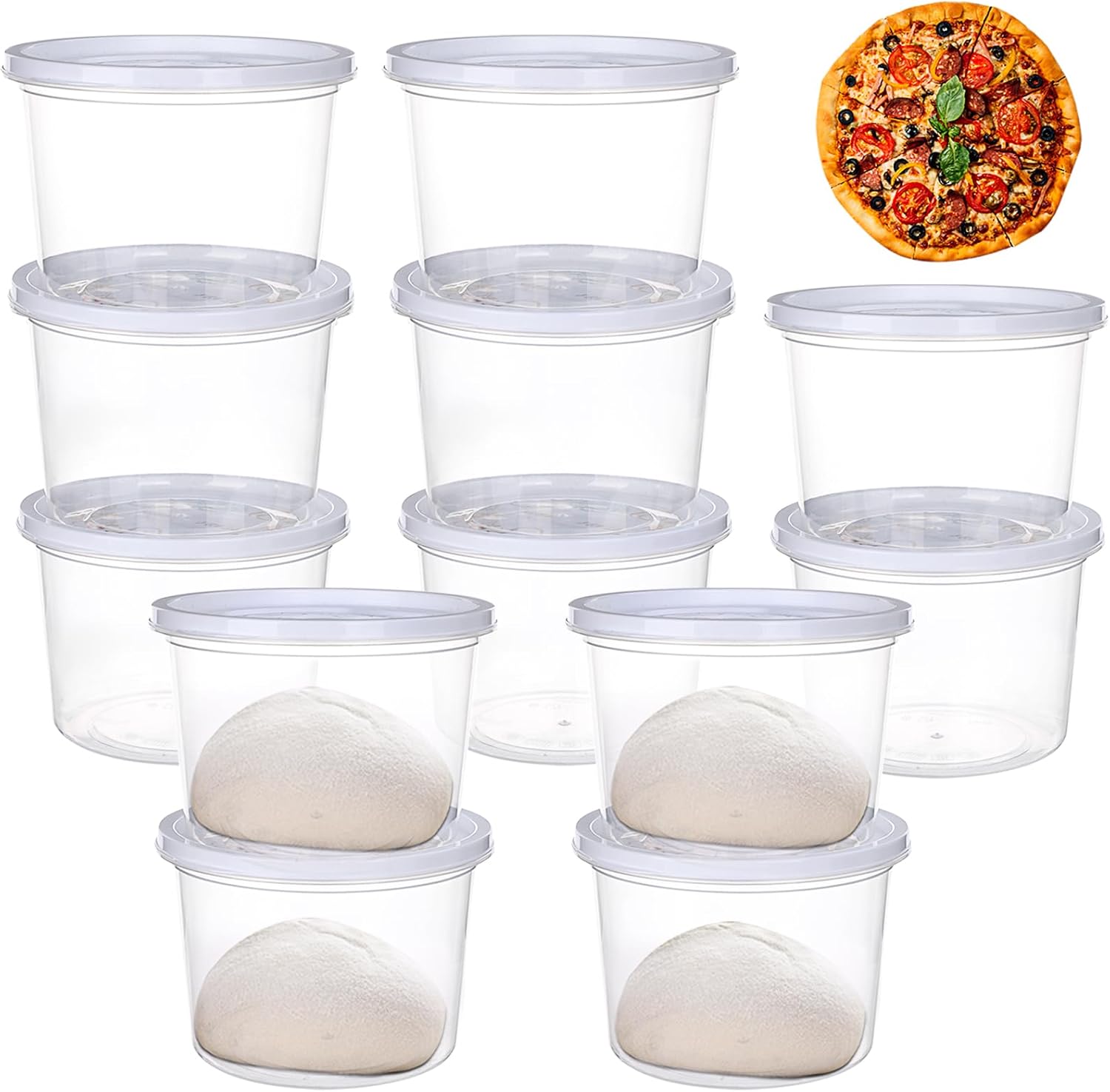 12 Pcs 720ML Stackable Dough Proofing Box 5x4 Inch Large Pizza Dough