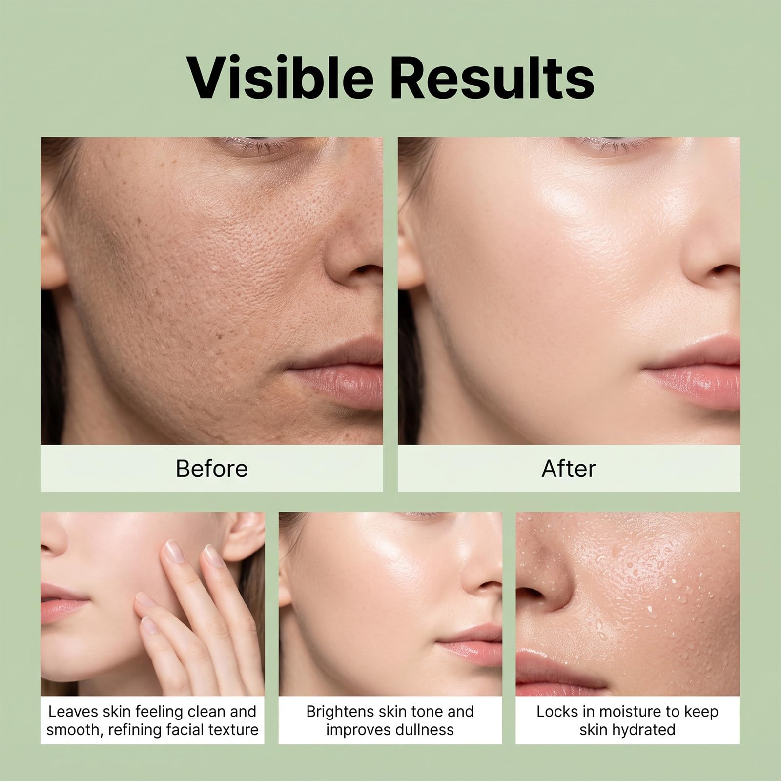 Dreifach-Enzym-Grüntee-Peeling-Gel, sanftes Gesichtspeeling (5PCS) | Tiefenreinigung der Poren, entfernt abgestorbene Haut und Verunreinigungen, hellt den Teint auf, macht die Haut weich