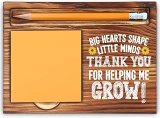 Teacher Appreciation Sticky Note Holder Thank You for Helping Me Grow Sunflower Desk Decor Gift for Educator Mentor Classroom Office Organizer Pine Wood Memo Pad Stand-LBB166