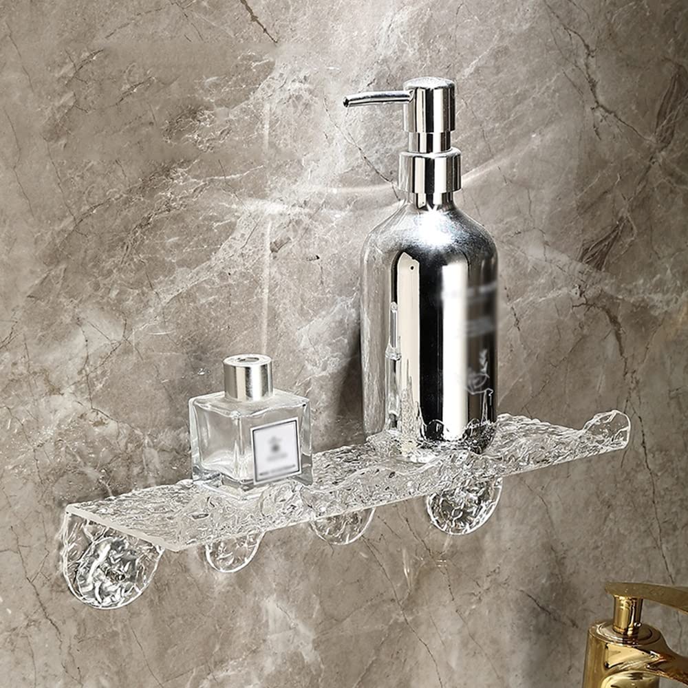Estante Esquinero De Ducha Acrílico, Estante De Baño, Estantes Flotantes, Montaje En Pared Sin Necesidad De Taladrar, Organizador Frontal De Cosméticos Y Champú(40 Cm)