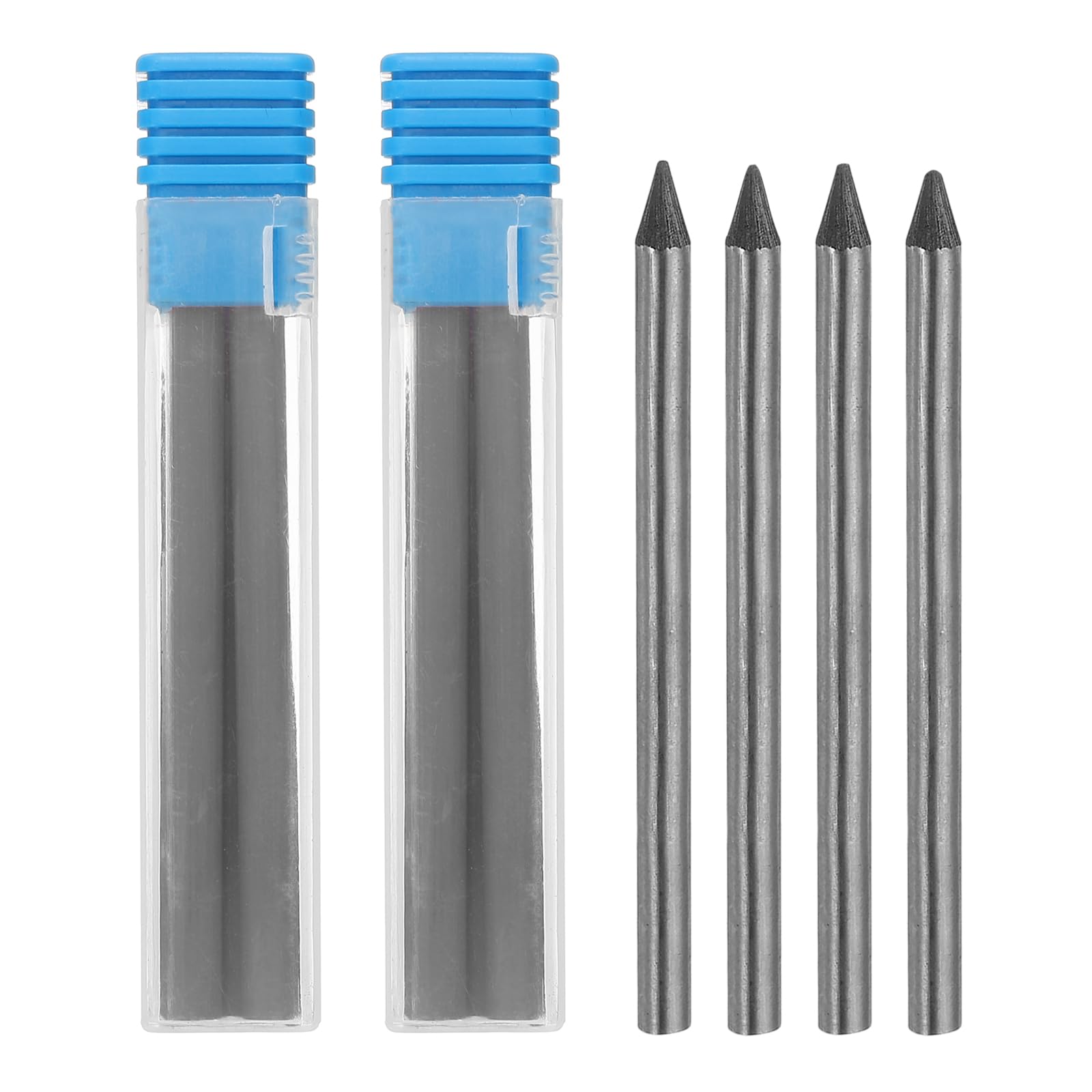 PATIKIL 12Pcs 5.6mm 2B/4B/6B/8B Carpenter Pencil Lead Refills, Solid Dry Pencil Refills Break Resistant Lead Refill for Mechanical Carpenter Pencil Construction Pencils Art Drafting, Black