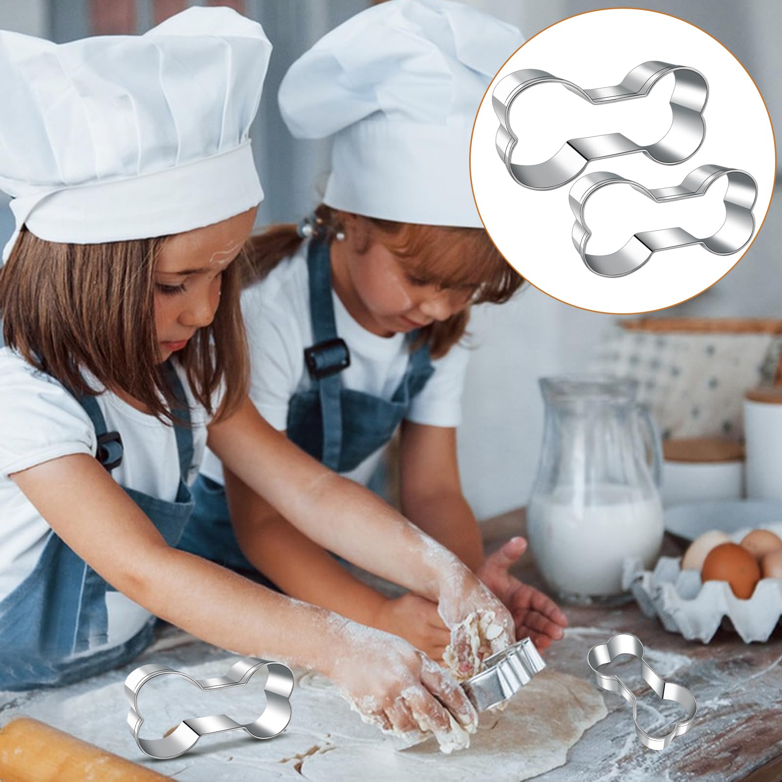 Dog treats Cutters Set 6 Pieces Dog Cookie Cutter sets Different Sizes Mini Small Medium Big Cut Out for Homemade Treats and Baking