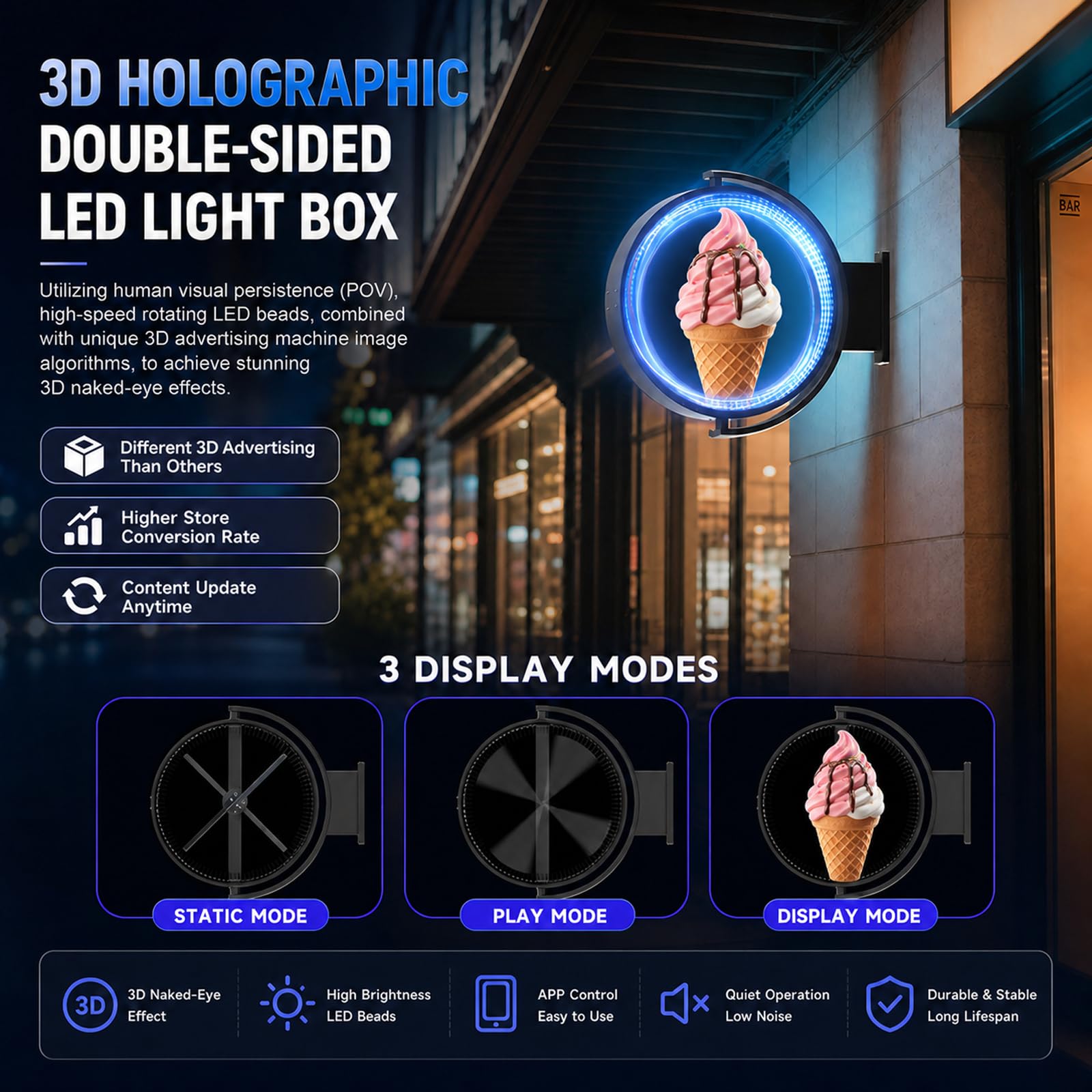 Holograficzny Projektor Reklamowy, Stylowa OkrąGłA Konstrukcja Z Czarną Metalową Ramą 80CM