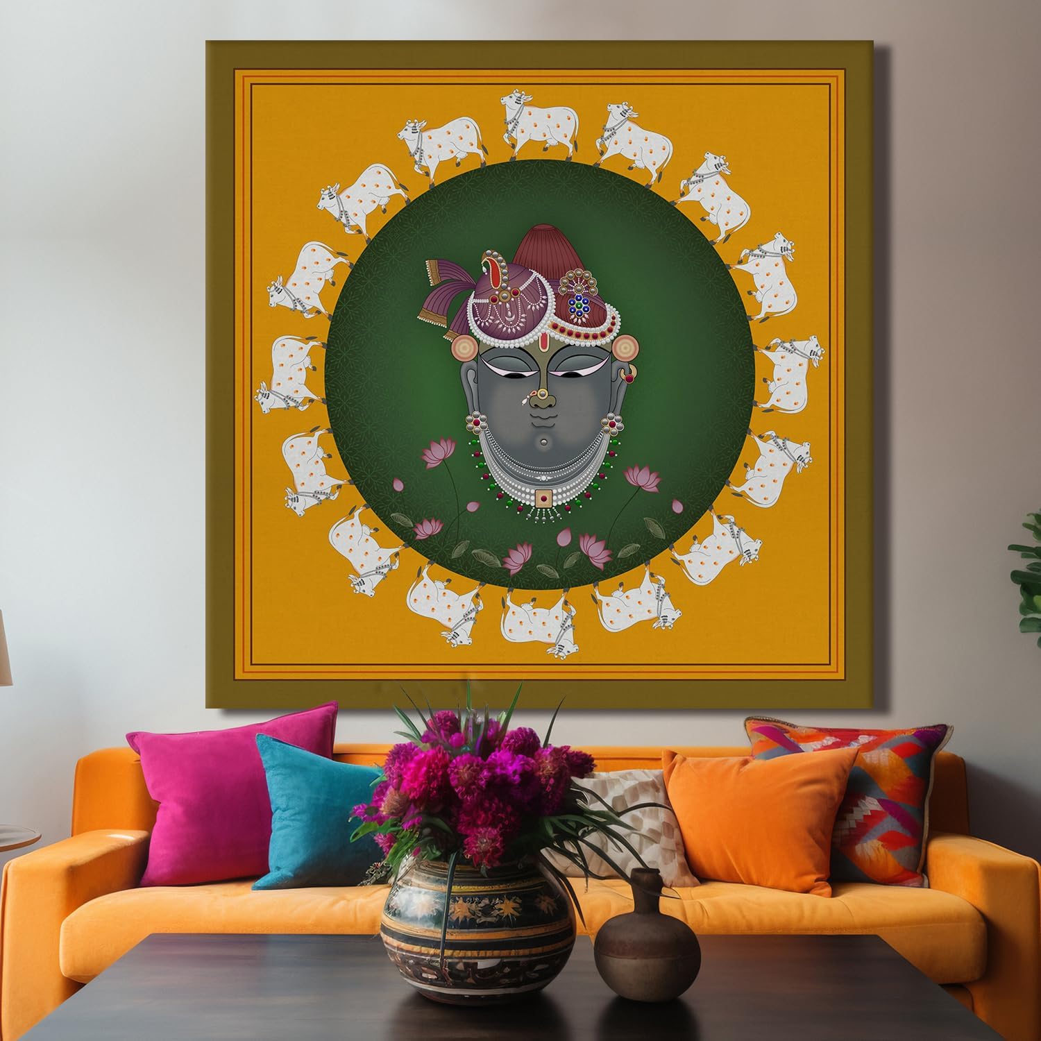 PAPER PLANE DESIGN pichwai painting canvas art Indian ethnic traditional wall art large size for living room decor. (36 x 36 Inches, A) (B0CNSTFYRX) Amazon Price History, Amazon Price Tracker