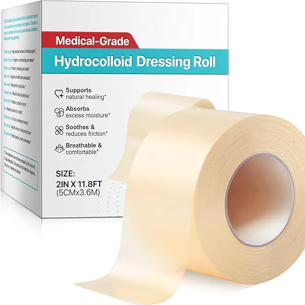 Hydrocolloid Roll for Wound Care, 2in*11.8ft Hydrocolloid Bandages with Self-Adhesive, Waterproof | Ultra Absorbent