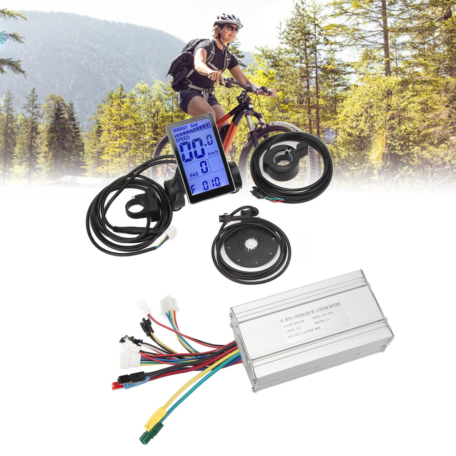 Zestaw do konwersji roweru elektrycznego, kontroler 30 A, panel M5, wspomaganie prędkości obrotowej, 1000 W, kompletny zestaw akcesoriów ze złączem SM do rowerów elektrycznych i skuterów, wykonany z