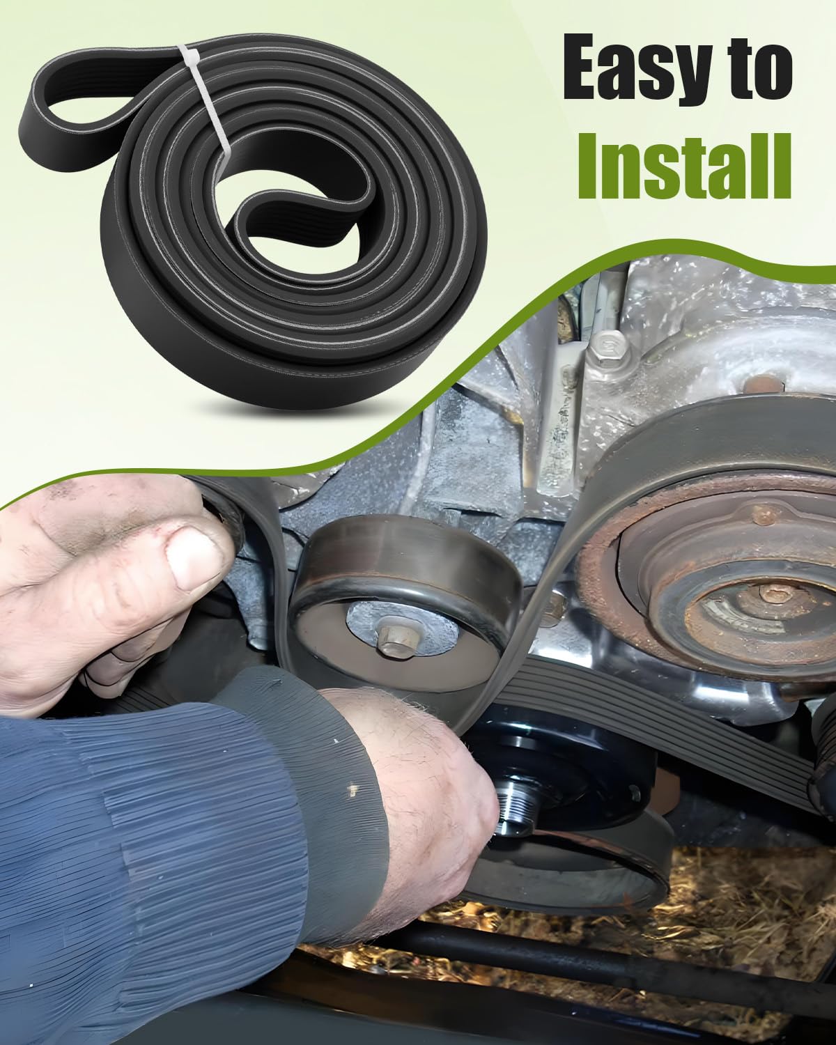 K081264HD Heavy-Duty Serpentine Belt/Fan Belt Fit for Ram 2500 3500 4500 5500 2011 2012/ Dodge Ram 2500 3500 2003-2010/ Dodge Ram 4500 5500 2008 2009 2010/ Sterling Truck Bullet 45 55 2008 2009 2010