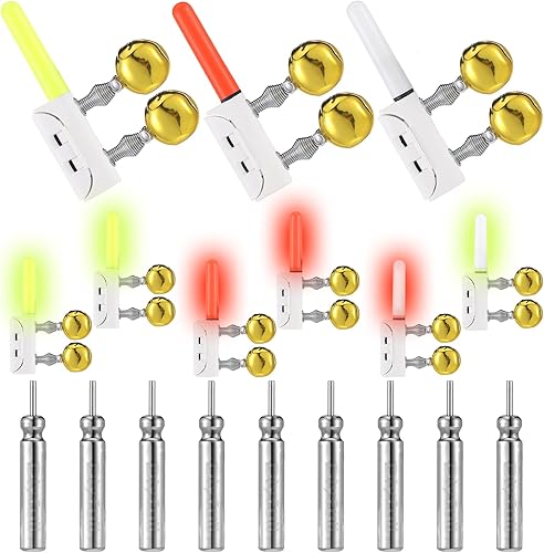 Miniatura 7 de Retisee 9 unidades de 2.5 pulgadas Pesca de 2.5 pulgadas Varilla de Pesca LED Luz de Pesca Nocturna Alerta de Golpe de Pesca Glow Stick Alarma de