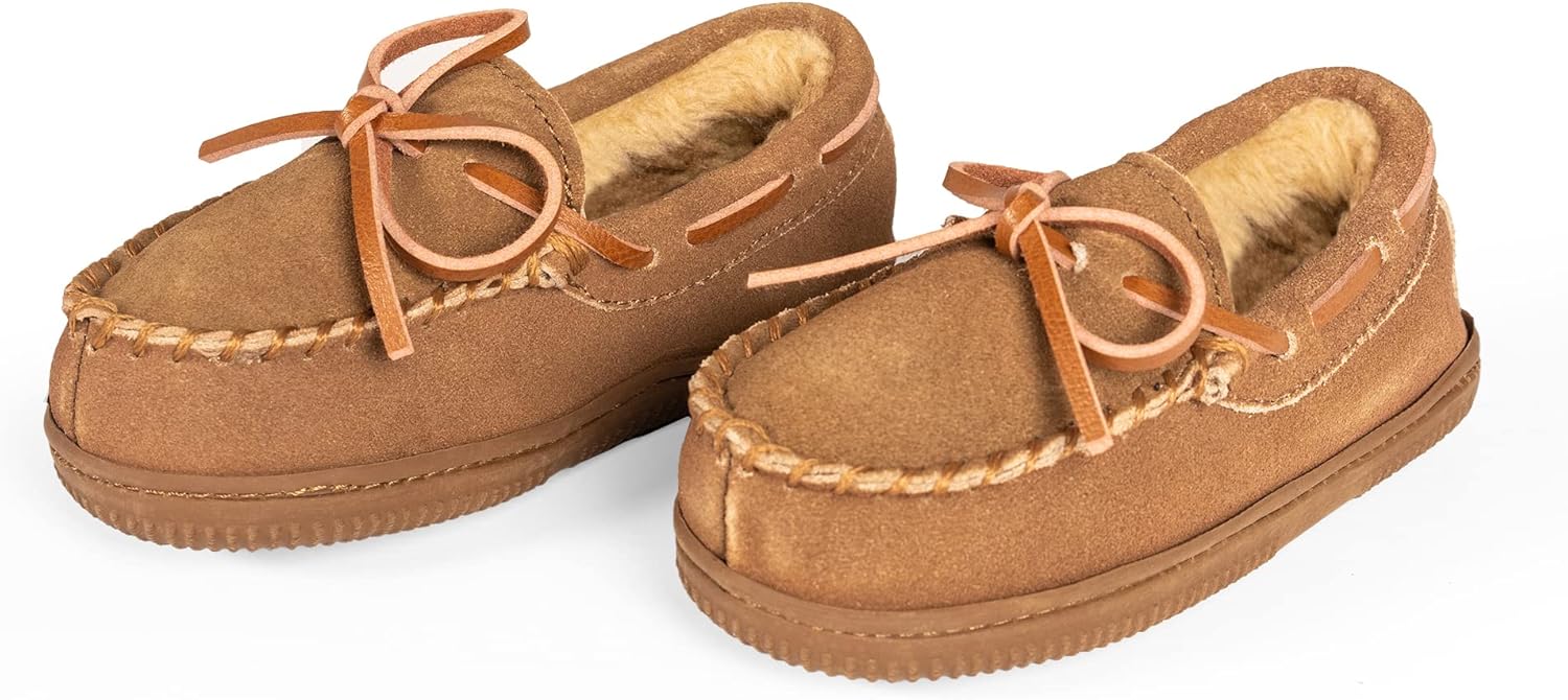 NORTY Moccasin House Slippers for Kids- Slip-On Toddler Shoes for Boys and Girls - Suede - Runs True to Size - Image 9