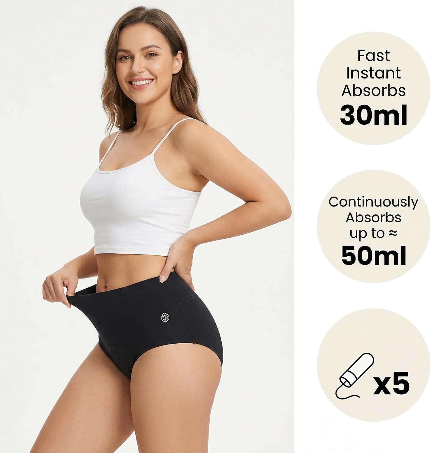 Leakproof Underwear for Women Incontinence, Washable Incontinence Panties for Bladder Leak, Reusable Period Underwear for Women High Waisted, 3Pack Medium