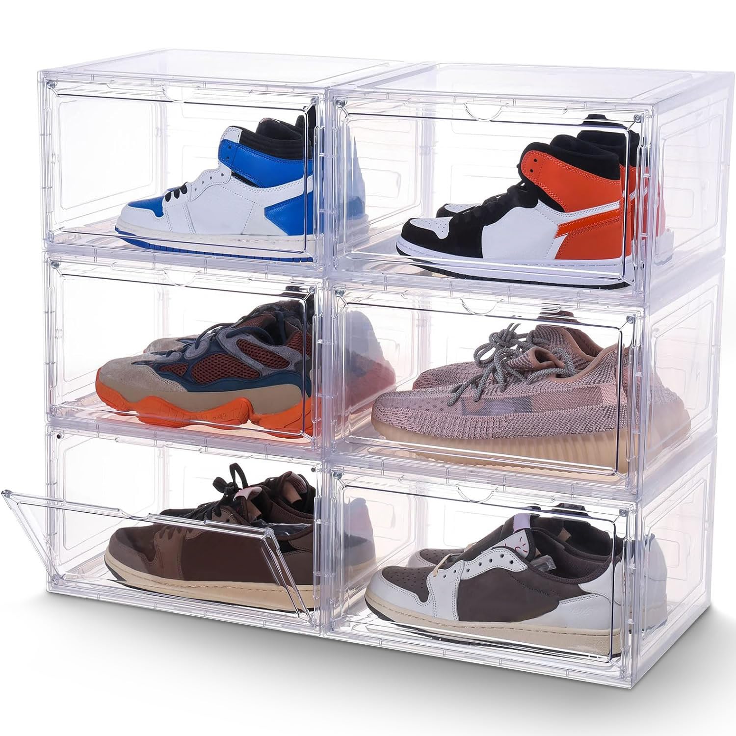 Stelive 6PCS Shoe Display Box Plastic Shoe Box Storage