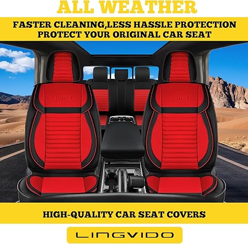 Miniatura 2 de LINGVIDO - Fundas de piel sintética con respaldo para asiento de automóvil, transpirables, impermeables, universal y antideslizante, SUV, camioneta