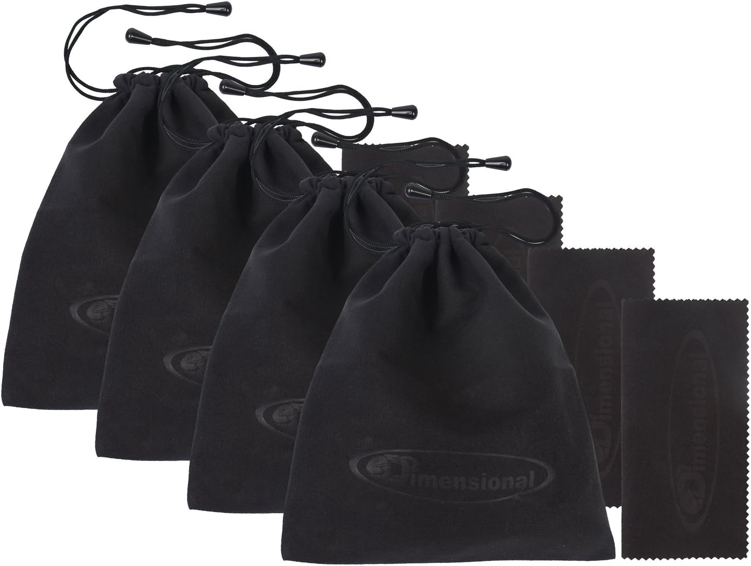 4 Pack 3D Glasses Storage Bag Stealth Black Case Compatible with Samsung 3D Glasses and All Other Active 3-D Glasses with Non Foldable Arms with Microfiber Cleaning Cloth!