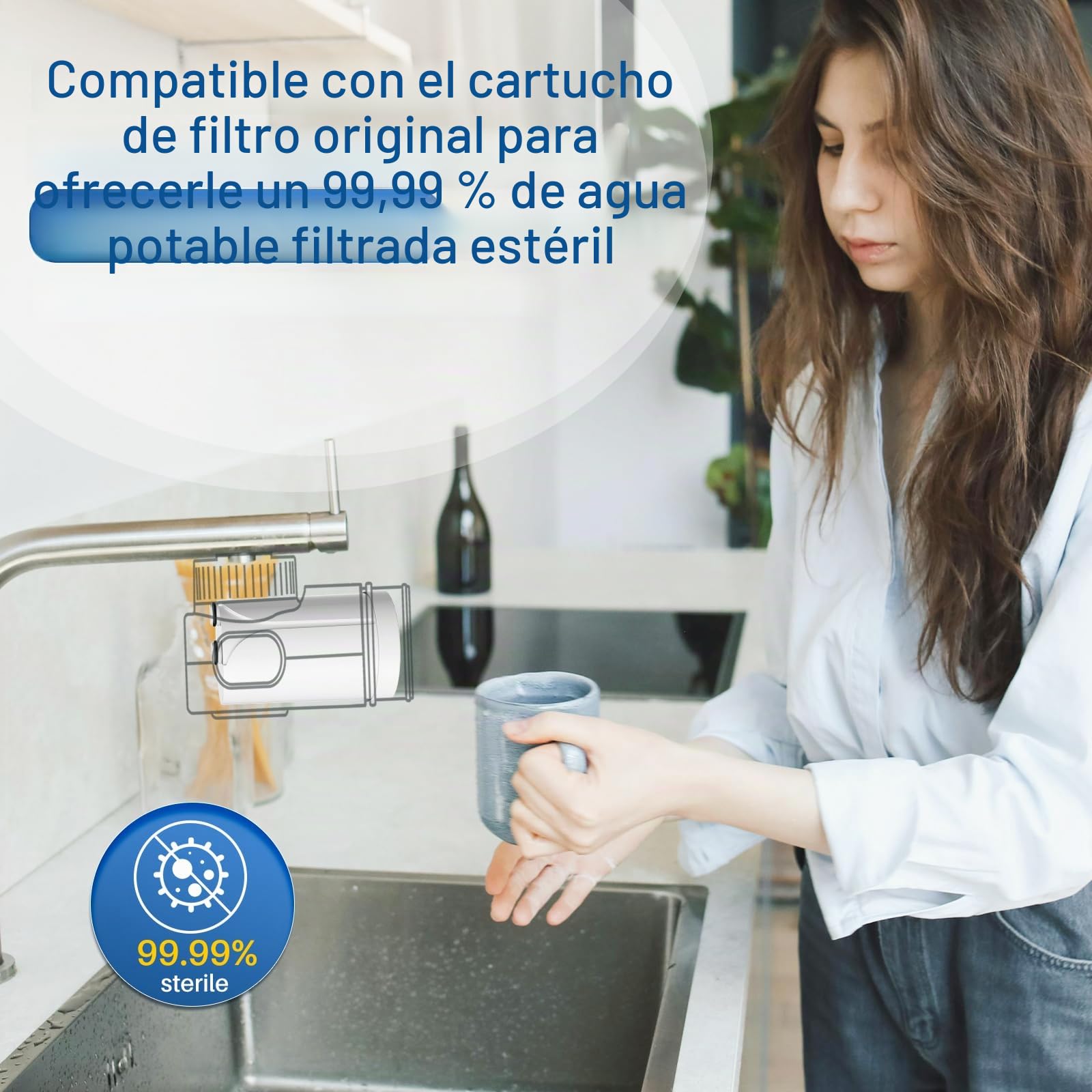GOLDEN ICEPURE On Tap Pro V-MF para filtros de agua BRITA para grifos (600l), Filtro Agua Grifo Brita On Tap paquete de 4 unidades