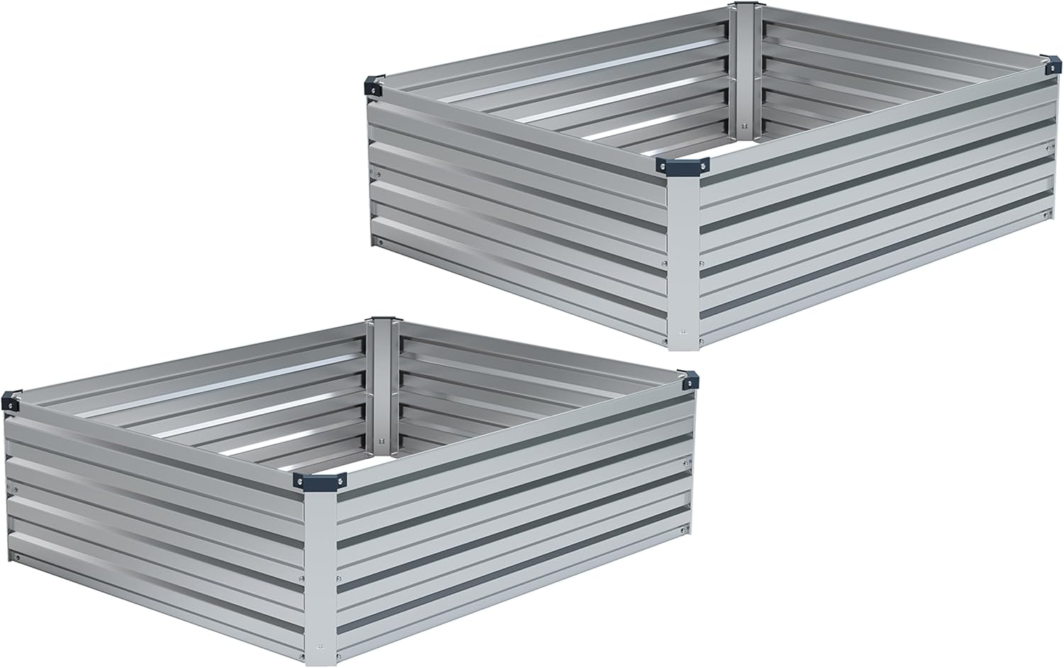 2PCS 4x3x1FT Galvanized Raised Garden Bed,Raised Graden Bed Kit-Square Metal Garden Bed,Large Planter Raised Bed Outdoor,Garden Box for Vegetables,Flower,Herb(One Box of Two Piece) 4x3x1(2pcs) Sliver