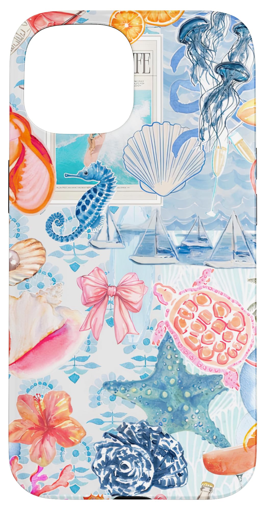 Beachy Blue Coquette Collage Coastal Preppy Cute Summer Case for iPhone 15