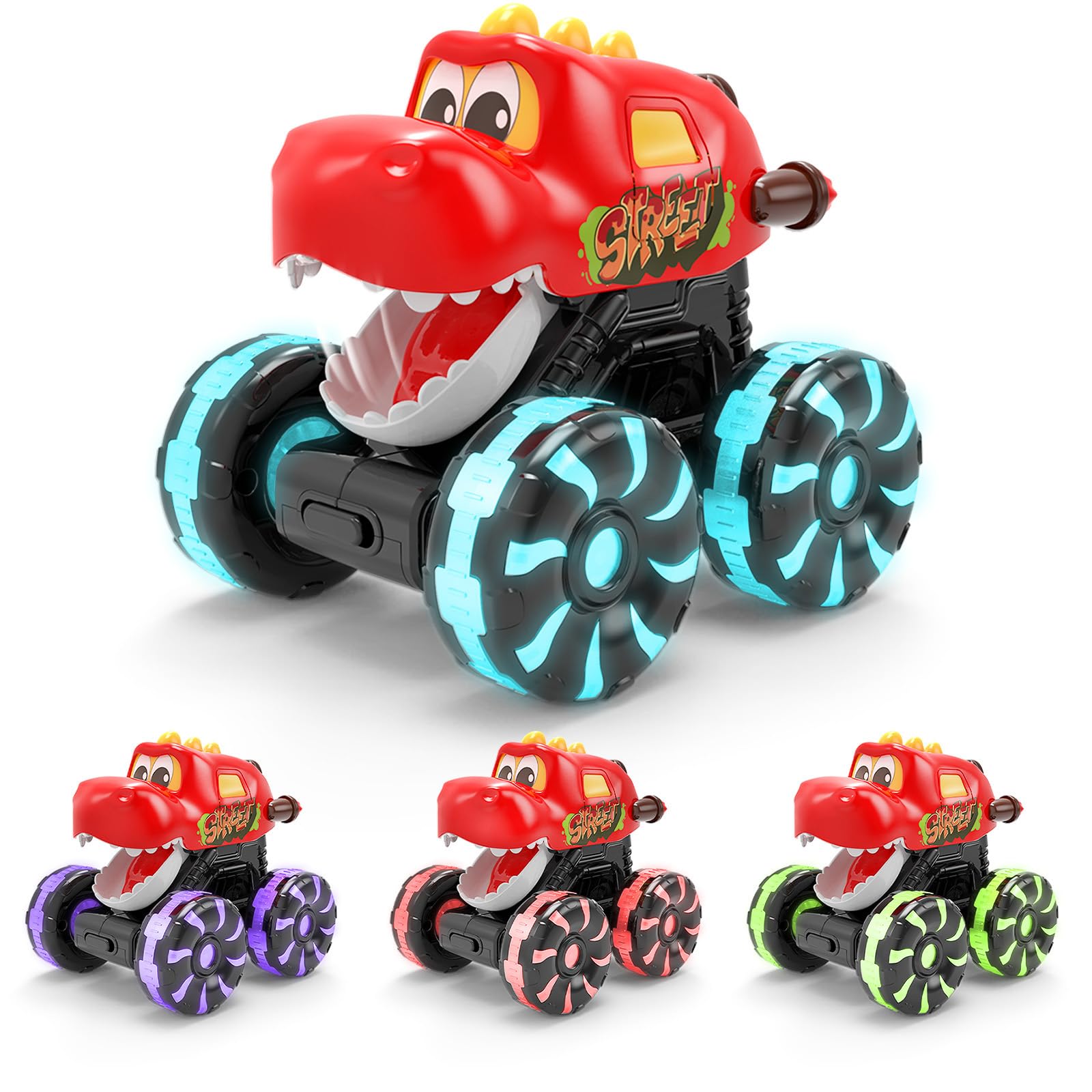 Yellow Triceratops Dino Monster Truck - LED Wheels -8 Yellow Triceratops Dino Monster Truck - LED Wheels -8
